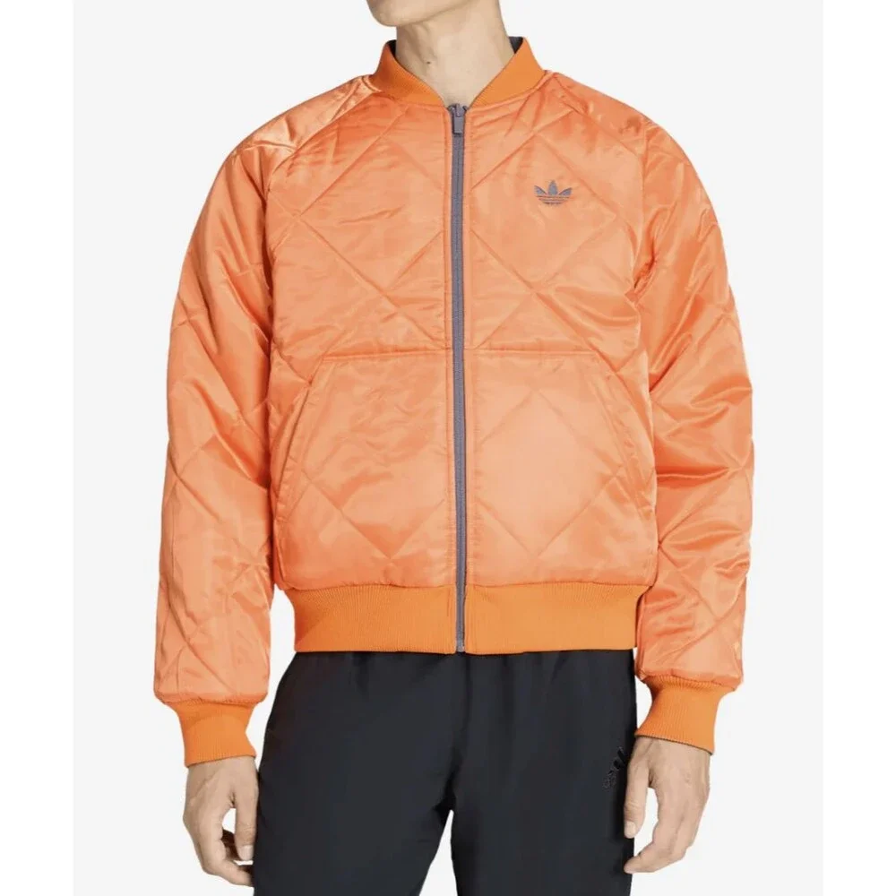 Adidas Reversible Superstar Bomber Jacket Mens Large Grey Orange Originals Loose